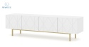 BIM FURNITURE - nowoczesna, duża szafka RTV stojąca KAIRO 180-4D, 180x50 cm - kolor biały mat