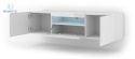 BIM FURNITURE - nowoczesna, uniwersalna szafka RTV wisząca/stojąca AURA-150, 150x42 cm - biały połysk