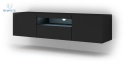 BIM FURNITURE - nowoczesna, uniwersalna szafka RTV wisząca/stojąca AURA-150, 150x42 cm - czarny mat