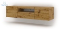 BIM FURNITURE - nowoczesna, uniwersalna szafka RTV wisząca/stojąca AURA-150, 150x42 cm - dąb artisan