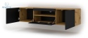BIM FURNITURE - nowoczesna, uniwersalna szafka RTV wisząca/stojąca AURA-150, 150x42 cm - dąb artisan/czarny mat