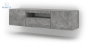 BIM FURNITURE - nowoczesna, uniwersalna szafka RTV wisząca/stojąca AURA-150, 150x42 cm - kolor beton