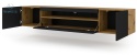 BIM FURNITURE - nowoczesna, uniwersalna szafka RTV wisząca/stojąca AURA-200, 200x42 cm - dąb artisan/czarny mat