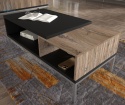 BIM FURNITURE - nowoczesny stolik kawowy z półkami TOLEDO, 110x55 cm, kolor dąb flagstaff /czarny mat
