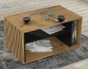 BIM FURNITURE - nowoczesny/loftowy stolik kawowy z półką AURIS , 87x55 cm, kolor dąb artisan/czarny mat
