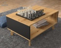 BIM FURNITURE - nowoczesny/loftowy stolik kawowy z półką LUXI 90, 90x60 cm, kolor dąb artisan/czarny mat