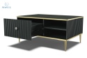 BIM FURNITURE - stolik kawowy glamour z szufladą i półką PETRA, 90x60x43 cm kolor czarny mat