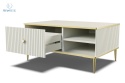 BIM FURNITURE - stolik kawowy glamour z szufladą i półką PETRA, 90x60x43 cm kolor kaszmir/beż