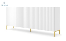 BIM FURNITURE - nowoczesna elegancka komoda WAVE 200D4, 200x87 cm - kolor biały mat