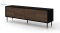 BIM FURNITURE - nowoczesna elegancka szafka RTV SHERWOOD 180-4D FREZ, 180x60 cm - kolor czarny mat/dąb catania