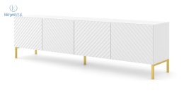 BIM FURNITURE - nowoczesna elegancka szafka RTV SURF 200D4, 200x56 cm - kolor biały mat