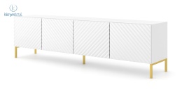 BIM FURNITURE - nowoczesna elegancka szafka RTV SURF 200D4, 200x56 cm - kolor biały połysk