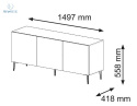 BIM FURNITURE - nowoczesna elegancka szafka RTV z szufladami RAVENNA DIAMOND CL 150D3, 150x56 cm - kolor czarny połysk