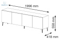 BIM FURNITURE - nowoczesna elegancka szafka RTV z szufladami RAVENNA DIAMOND CL 200D4, 200x58 cm - kolor czarny połysk
