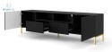 BIM FURNITURE - nowoczesna elegancka szafka RTV z szufladami SURF 200D2S2, 200x56 cm - kolor czarny mat