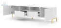 BIM FURNITURE - nowoczesna elegancka szafka RTV z szufladami WAVE 200D2S, 200x56 cm - kolor biały mat