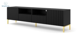 BIM FURNITURE - nowoczesna elegancka szafka RTV z szufladami WAVE 200D2S, 200x56 cm - kolor czarny mat