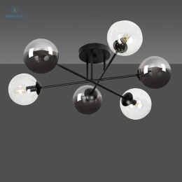 EMIBIG - nowoczesna lampa sufitowa BRENDI 6B-BL MIX 1 czarna/2 kolory