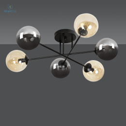 EMIBIG - nowoczesna lampa sufitowa BRENDI 6B-BL MIX 3 czarna/2 kolory