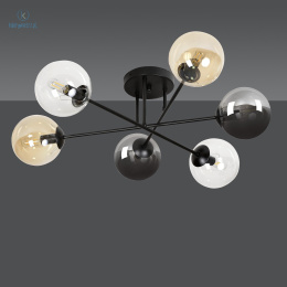 EMIBIG - nowoczesna lampa sufitowa BRENDI 6B-BL MIX 2 czarna/3 kolory