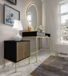 BIM FURNITURE - nowoczesna, elegancka toaletka RAVENNA, 112x78 cm kolor czarny/dąb artisan