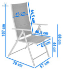 FERTONE - metalowe, składane krzesło ogrodowe/tarasowe MODENA, szare/czarne