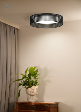 DUOLLA - lampa sufitowa/plafon LED BOHO, 45x10 cm, czarny rattan