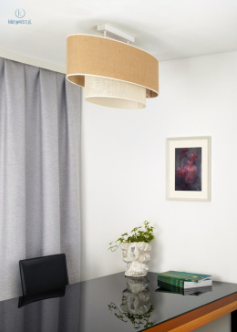 DUOLLA - lampa sufitowa z abażurem OVAL BOHO YUTE, beżowy/biały