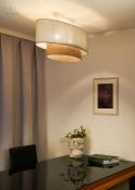 DUOLLA - lampa sufitowa z abażurem OVAL BOHO RAFIA, kremowa/słomkowa