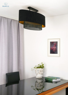 DUOLLA - lampa sufitowa z abażurem OVAL BOHO RATTAN, czarna