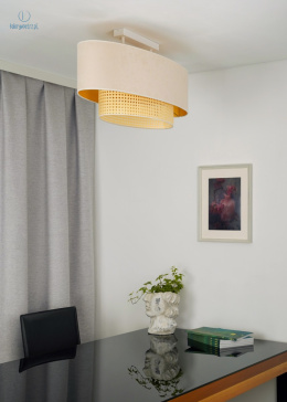 DUOLLA - lampa sufitowa z abażurem OVAL BOHO RATTAN, ecru/słomkowa