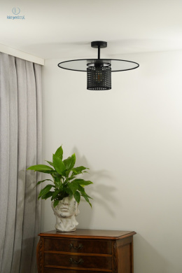 DUOLLA - lampa sufitowa z abażurem TOKYO GLAMOUR RATTAN, czarna