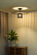 DUOLLA - lampa sufitowa z abażurem TOKYO GLAMOUR RATTAN, czarna