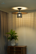 DUOLLA - lampa sufitowa z abażurem TOKYO GLAMOUR RATTAN, złota/czarna