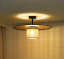 DUOLLA - lampa sufitowa z abażurem TOKYO GLAMOUR RATTAN, złota/słomkowa