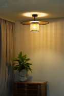 DUOLLA - lampa sufitowa z abażurem TOKYO GLAMOUR RATTAN, złota/słomkowa