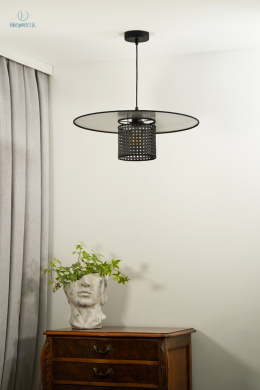 DUOLLA - lampa wisząca z abażurem TOKYO GLAMOUR RATTAN, czarna