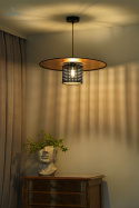 DUOLLA - lampa wisząca z abażurem TOKYO GLAMOUR RATTAN, złota/czarna
