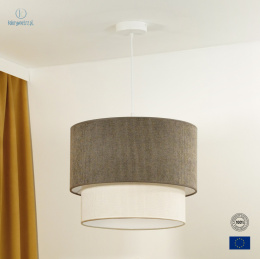 DUOLLA - nowoczesna lampa wisząca z abażurem CORDUROY DOUBLE, 40x30 cm brąz/ecru