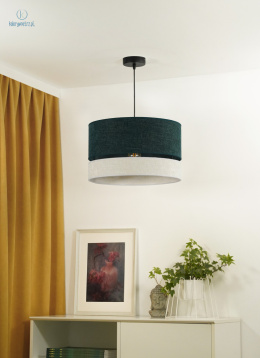DUOLLA - nowoczesna lampa wisząca z abażurem DOUBLE, 40x25 cm ciemna zieleń/ecru