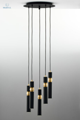 JUPITER - nowoczesna lampa sufitowa ALAS P5 BLACK, czarna/złota