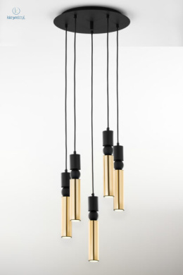 JUPITER - nowoczesna lampa sufitowa ALAS P5 GOLD/BLACK, złota/czarna