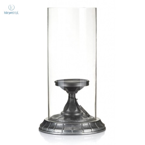 Aluro - metalowy świecznik dekoracyjny, ze szklaną osłoną JAMURE